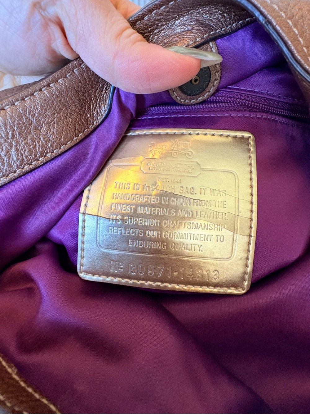Coach Madison Brown Pebbled Leather Shoulder Bag - Picture 8 of 8